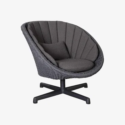 Barker and Stonehouse Cane-line Peacock Dark Grey Lounge Swivel Chair with Cushion Set