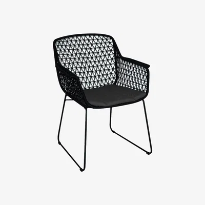 Barker and Stonehouse Argent Garden Dining Chair with Cushion, Black | Barker & Stonehouse