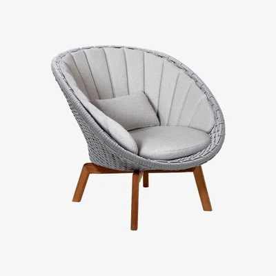 Barker and Stonehouse Cane-line Peacock Light Grey Lounge Chair with Cushion Set