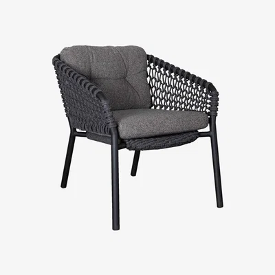 Barker and Stonehouse Cane-line Ocean Stackable Lounge Chair with Cushion Set, Dark Grey, Soft Rope