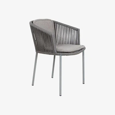 Barker and Stonehouse Cane-line Moments Set of 2 Stackable Chairs with Seat & Back Cushions, Light Grey | Barker & Stonehouse