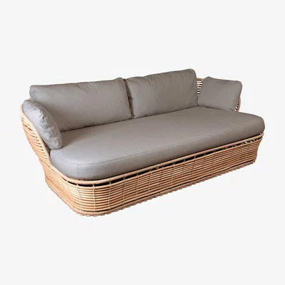 Barker and Stonehouse Cane-Line Basket Garden Sofa in Natural with Taupe Fabric