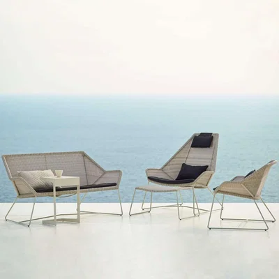 Barker and Stonehouse Cane Line Breeze High Back Chair With Cushion Set, Grey | Barker & Stonehouse