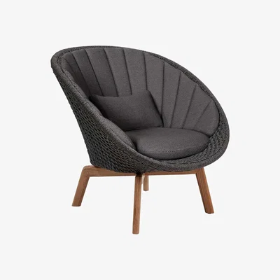 Barker and Stonehouse Cane Line Peacock Lounge Chair With Cushion Set, Grey | Barker & Stonehouse