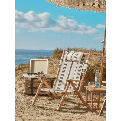 Cox and Cox NEW Beach Chair - Black & Cream Stripe