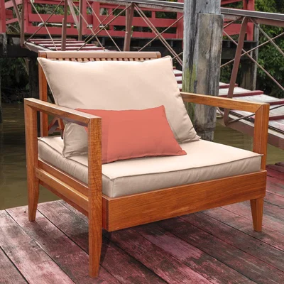 Dunelm Tramontina Mood Wooden Lounge Chair Cream & Orange Orange