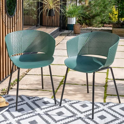 Dunelm Set of 2 Ocean Plast Garden Chairs Green