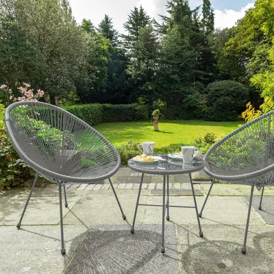 Dunelm Monaco 2 Seater Grey Egg Chair Bistro Set Grey