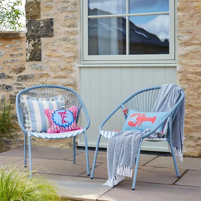 Dunelm Riviera Garden Chair, Blue and White Blue