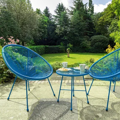Dunelm Monaco 2 Seater Blue Egg Chair Bistro Set Blue