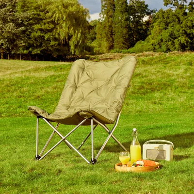 Dunelm Padded Butterfly Folding Chair Olive
