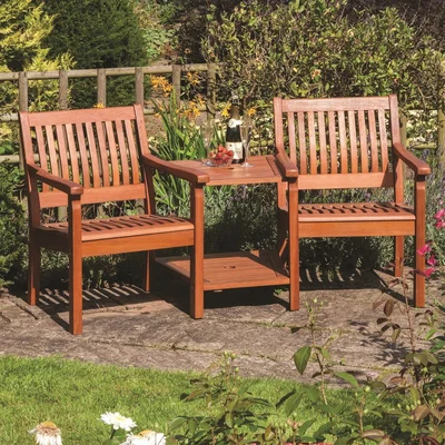 Furniture123 Wooden Love Seats with Stained Finish - Rowlinson Willington