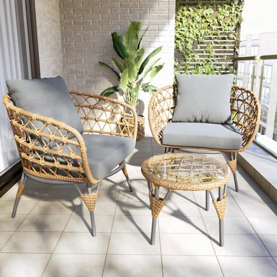 Furniture123 2 Seater Wicker Bistro Garden Set - Como