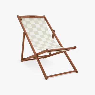 Habitat Habitat Folding Wooden Garden Deck Chair- Cream & White