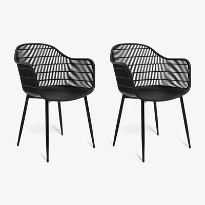 Habitat Habitat Serpa Set of 2 Plastic Garden Chairs - Black