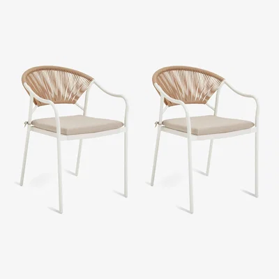 Habitat Habitat Elvas Set of 2 Rattan Effect Garden Chair - Natural