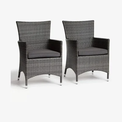 John Lewis John Lewis & Partners Alora Garden Dining Chairs, Set of 2, Brown/Grey