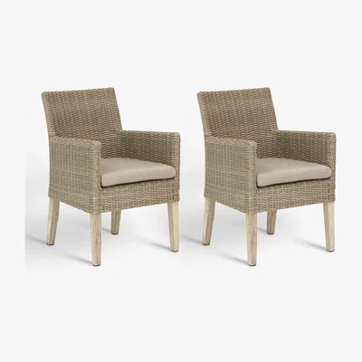 John Lewis KETTLER Cora Garden Dining Armchairs, Set of 2, FSC-Certified (Acacia Wood), White Wash
