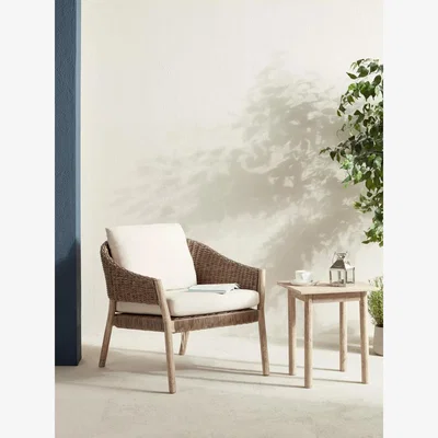 John Lewis John Lewis Burford Garden Woven Lounging Chairs, Set of 2, FSC-Certified (Acacia Wood), Natural