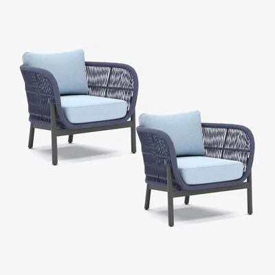 John Lewis John Lewis & Partners Basket Rope Woven Garden Lounging Armchairs, Set of 2