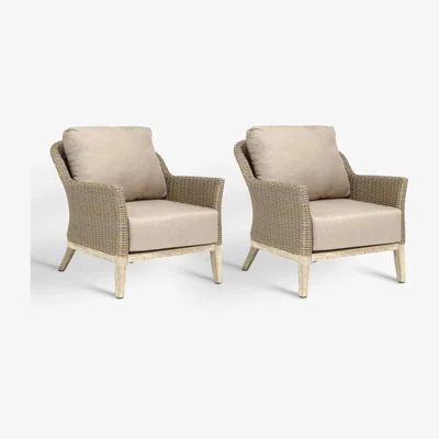 John Lewis KETTLER Cora Garden Lounging Armchairs, Set of 2, FSC-Certified (Acacia Wood), Smoke White