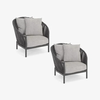 John Lewis John Lewis & Partners Chunky Weave Garden Lounge Chair, Set of 2, Grey