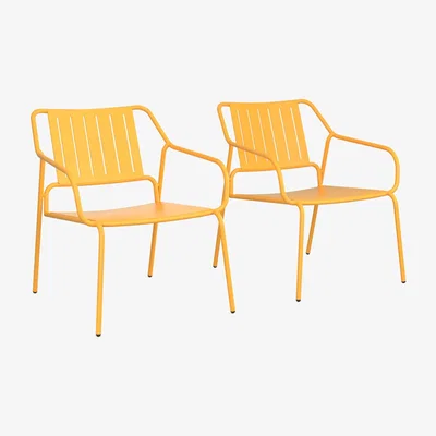 John Lewis John Lewis ANYDAY Brights Metal Garden Lounge Chair, Set of 2, Melon Yellow