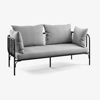 John Lewis John Lewis & Partners Chevron 2-Seat Garden Sofa, Black/Grey