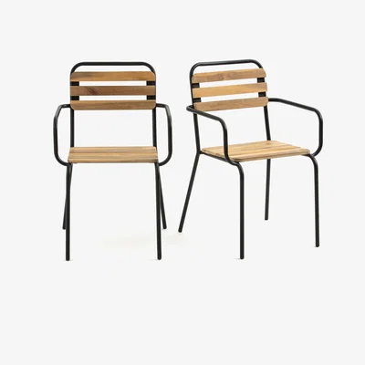 La Redoute Set of 2 Juragley Wood & Metal Garden Armchairs