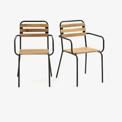 La Redoute Set of 2 Juragley Garden Armchairs in Acacia & Metal