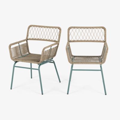 Made.com Lyra Garden Dining Chair Set, Grey & Blue