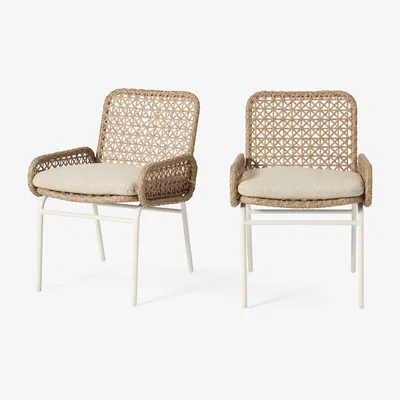 Made.com Rhonda Garden Set of 2 Dining Chairs, Natural Polyweave & White