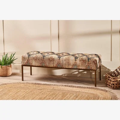 Nkuku Nkuku Kesu Kilim & Iron Bench | Chairs Stools & Benches | Natural