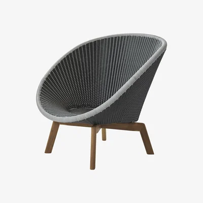 Nordic Nest Cane-line Peacock Weave lounge chair Grey/light grey legs in teak