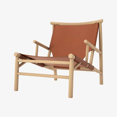 Nordic Nest NORR11 Samurai loungechair leather seat oak Cognac