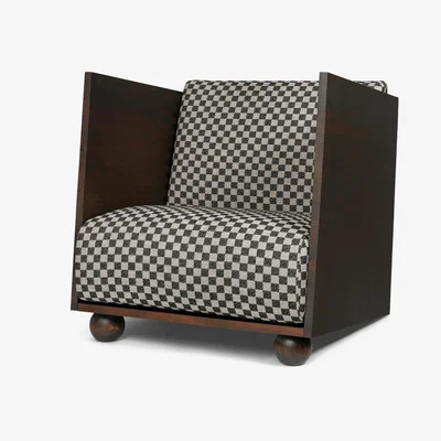 Nordic Nest ferm LIVING Rum Lounge Chair Check Dark Stained-Sand-Black