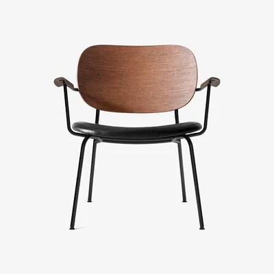 Nordic Nest Audo Copenhagen Co lounge chair Leather dakar 0842 black back & arm dark stained oak black legs