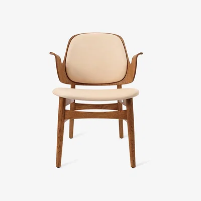 Nordic Nest Warm Nordic Gesture lounge chair Leather vegetal 90 nature oiled teak oak legs seats in latte