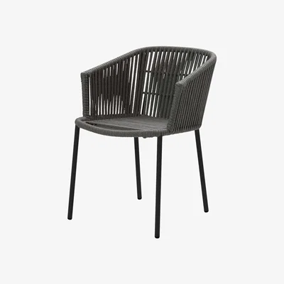 Nordic Nest Cane-line Moments stackable chair Dark grey Cane-Line soft rope