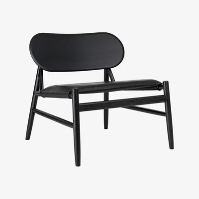 Nordic Nest Brdr. Krüger Ferdinand lounge chair Leather black black lacquered oak stand