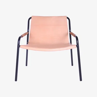 Nordic Nest OX Denmarq September lounge chair leather nature. black laquered  steelstand