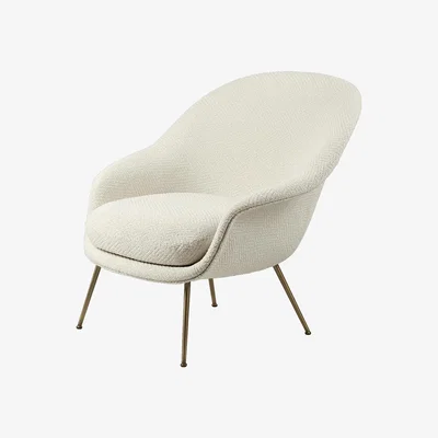 Nordic Nest Gubi Bat Lounge Chair - low back conic base Dora boucle 0001-antique brass