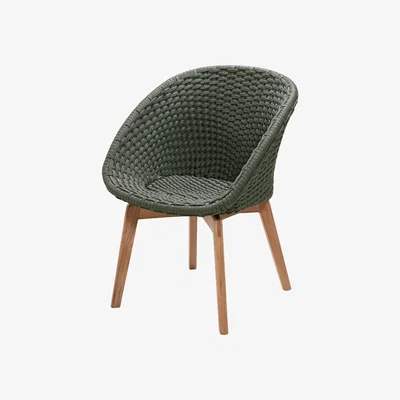 Nordic Nest Cane-line Peacock chair soft rope Dark green teak