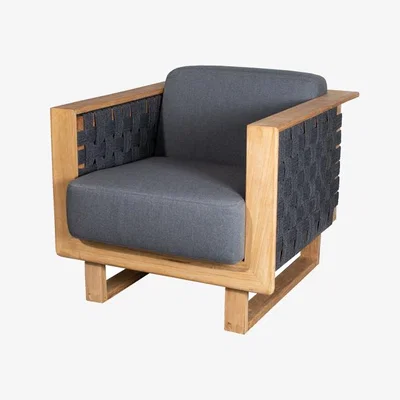 Nordic Nest Cane-line Angle lounge chair Dark grey teak