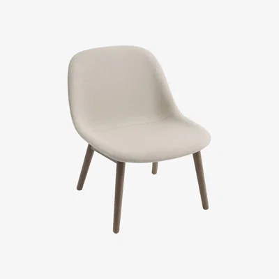 Nordic Nest Muuto Fiber lounge chair wood base Fabric hero 211 beige brown stained oak legs