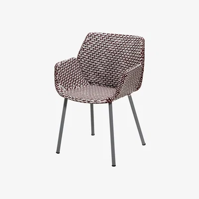 Nordic Nest Cane-line Vibe chair Light grey/bordeaux/dusty rose