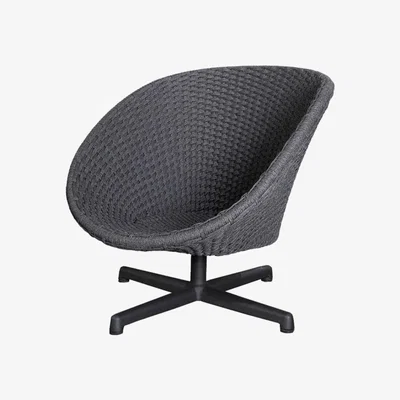 Olivia's Cane-line Peacock With Swivel Aluminium Base Dark Grey Lounge Outdoor Chair