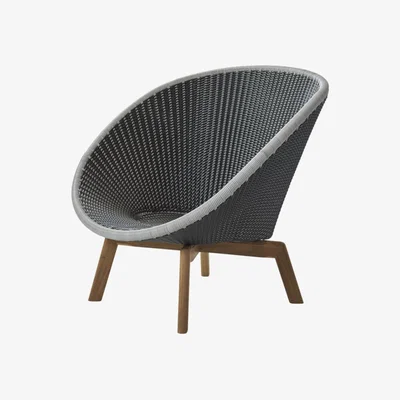 Olivia's Cane-line Peacock With Teak Legs Grey Light Grey Lounge Outdoor Chair