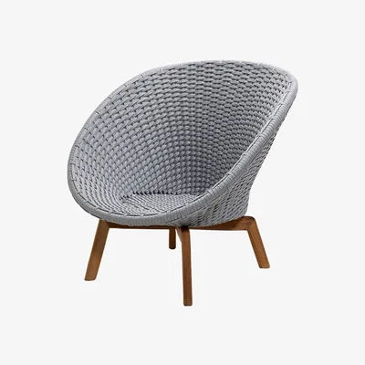 Olivia's Cane-line Peacock With Teak Legs Light Grey Lounge Outdoor Chair