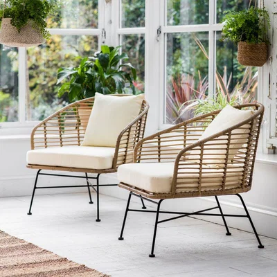 Olivia's Garden Trading Hampstead Armchairs Natural Set of 2